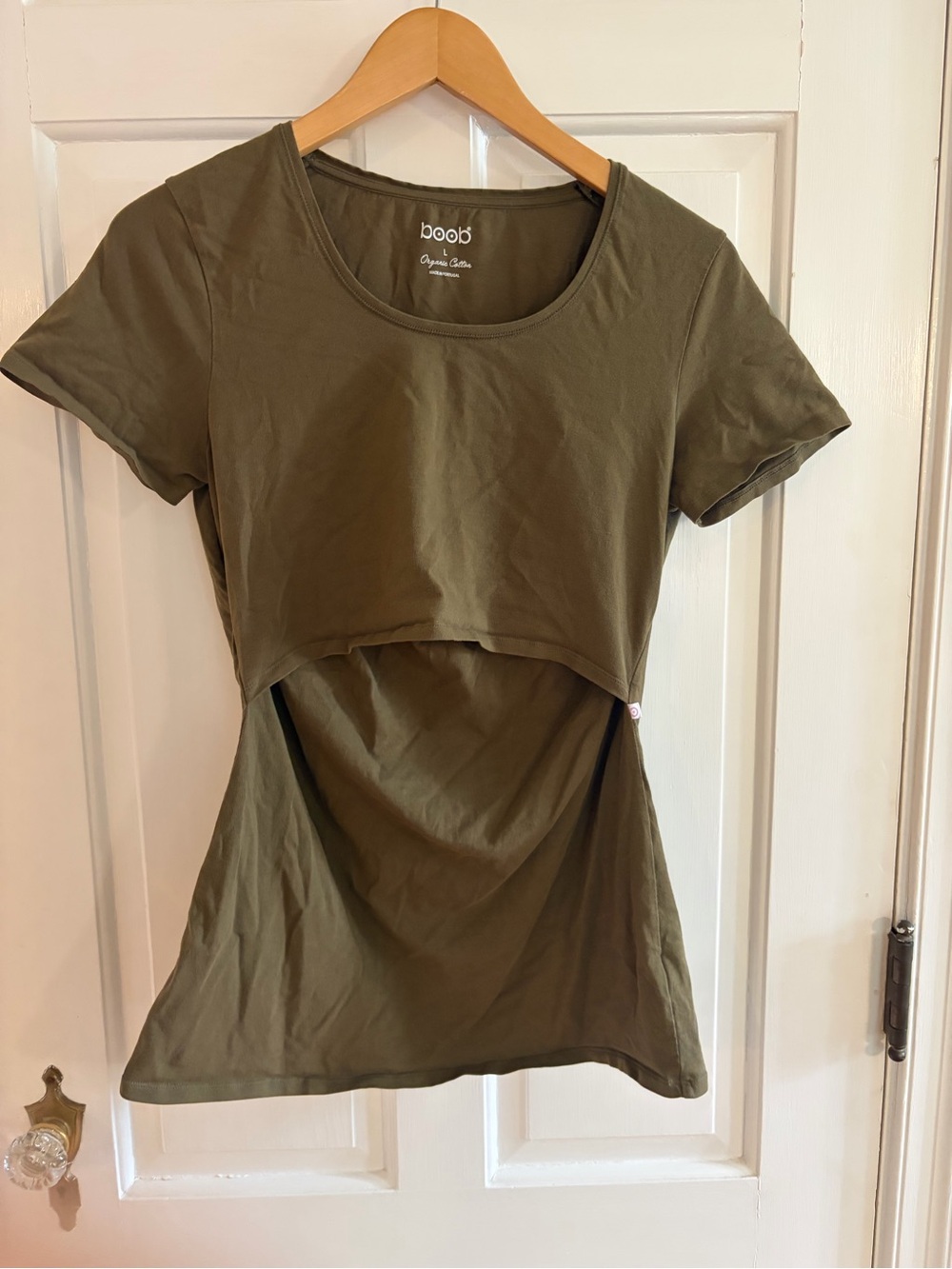 Boob Design Olive Green Short Sleeve Nursing Tee